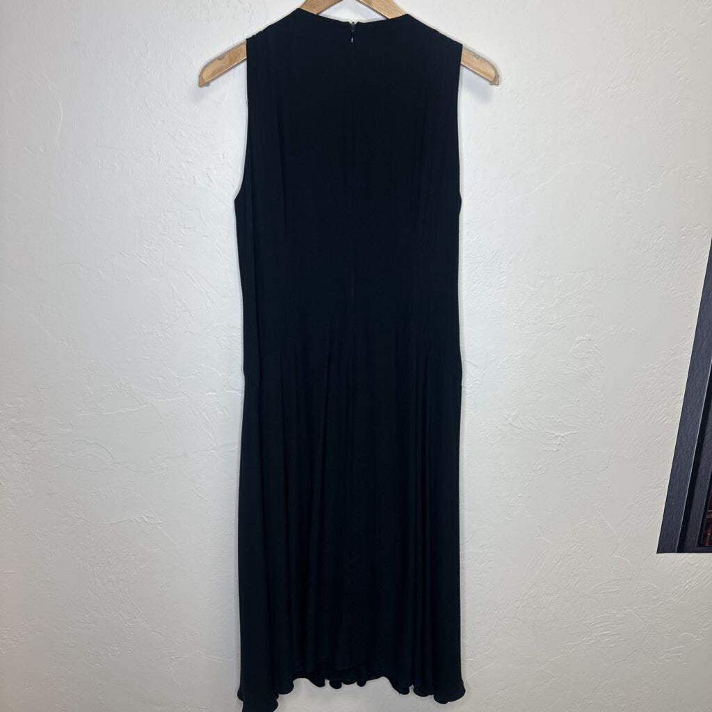 Black Vneck Mid Length Dress