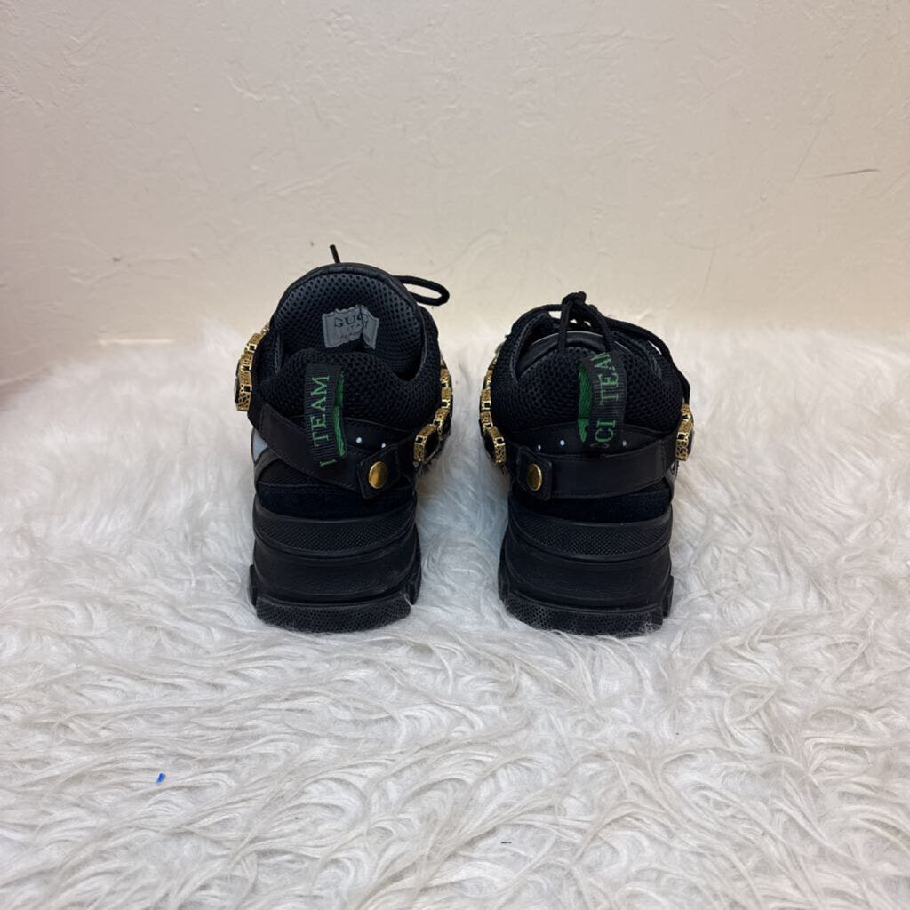 Black Flashtrek Chunky Crystal Sneakers