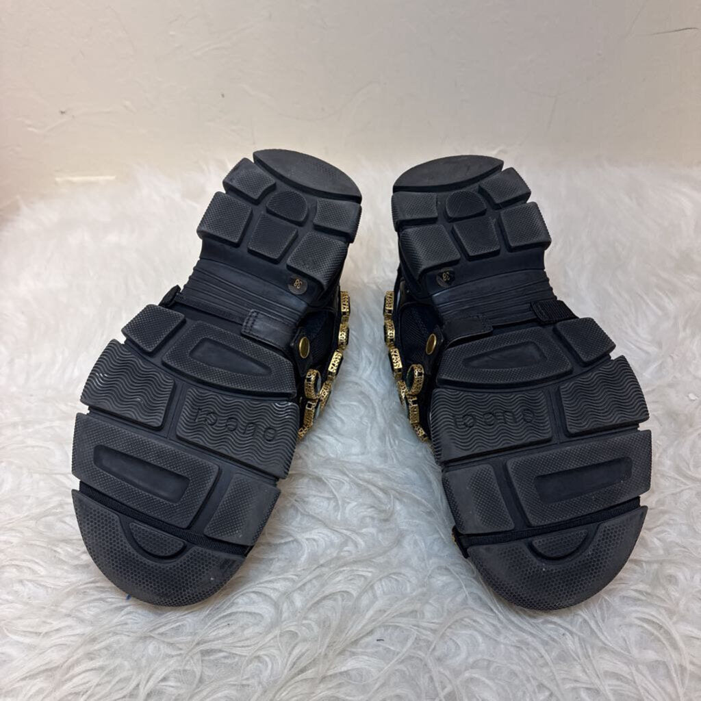 Black Flashtrek Chunky Crystal Sneakers