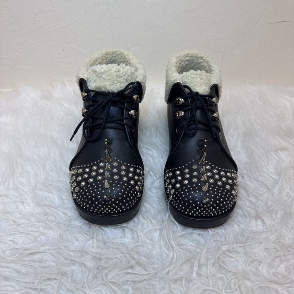 Victor Studded Leather Sherpa Platform Boots