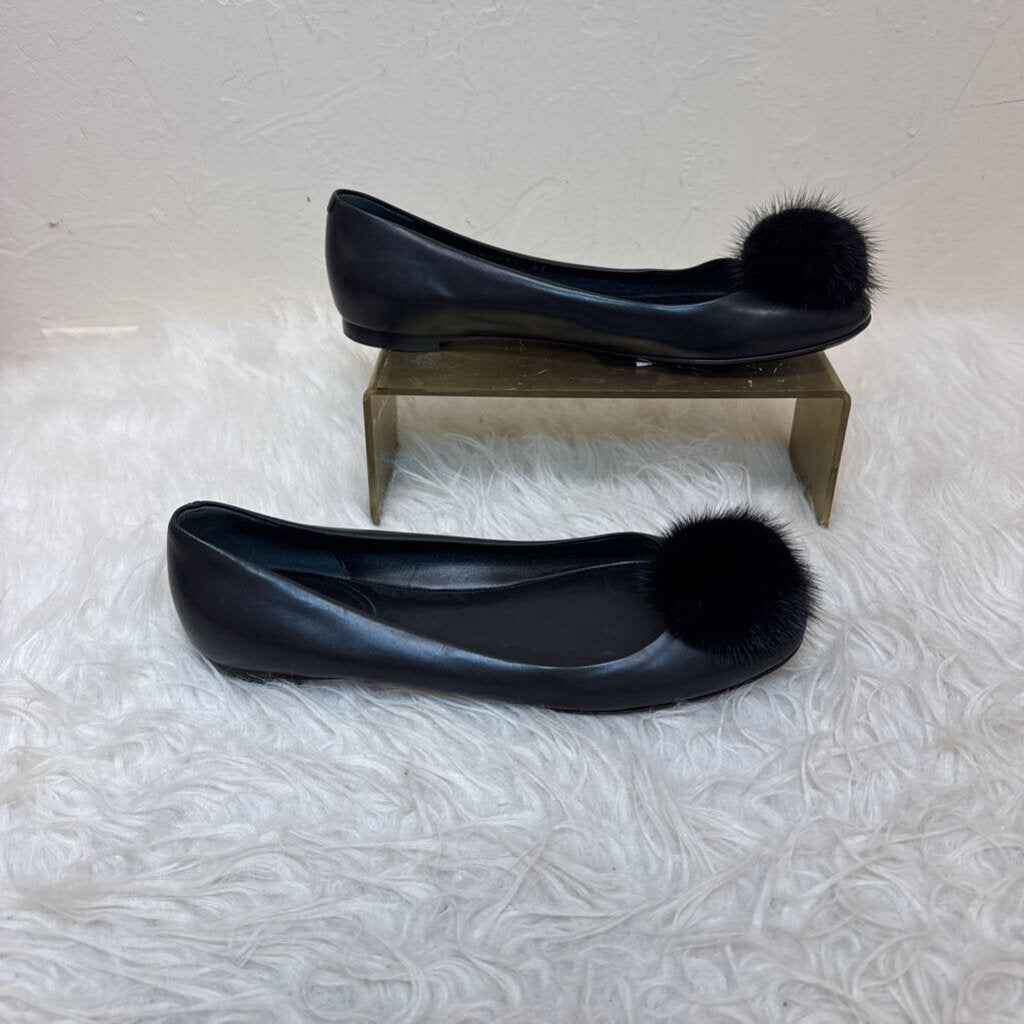 Black Calfskin Leather Ballet Flats