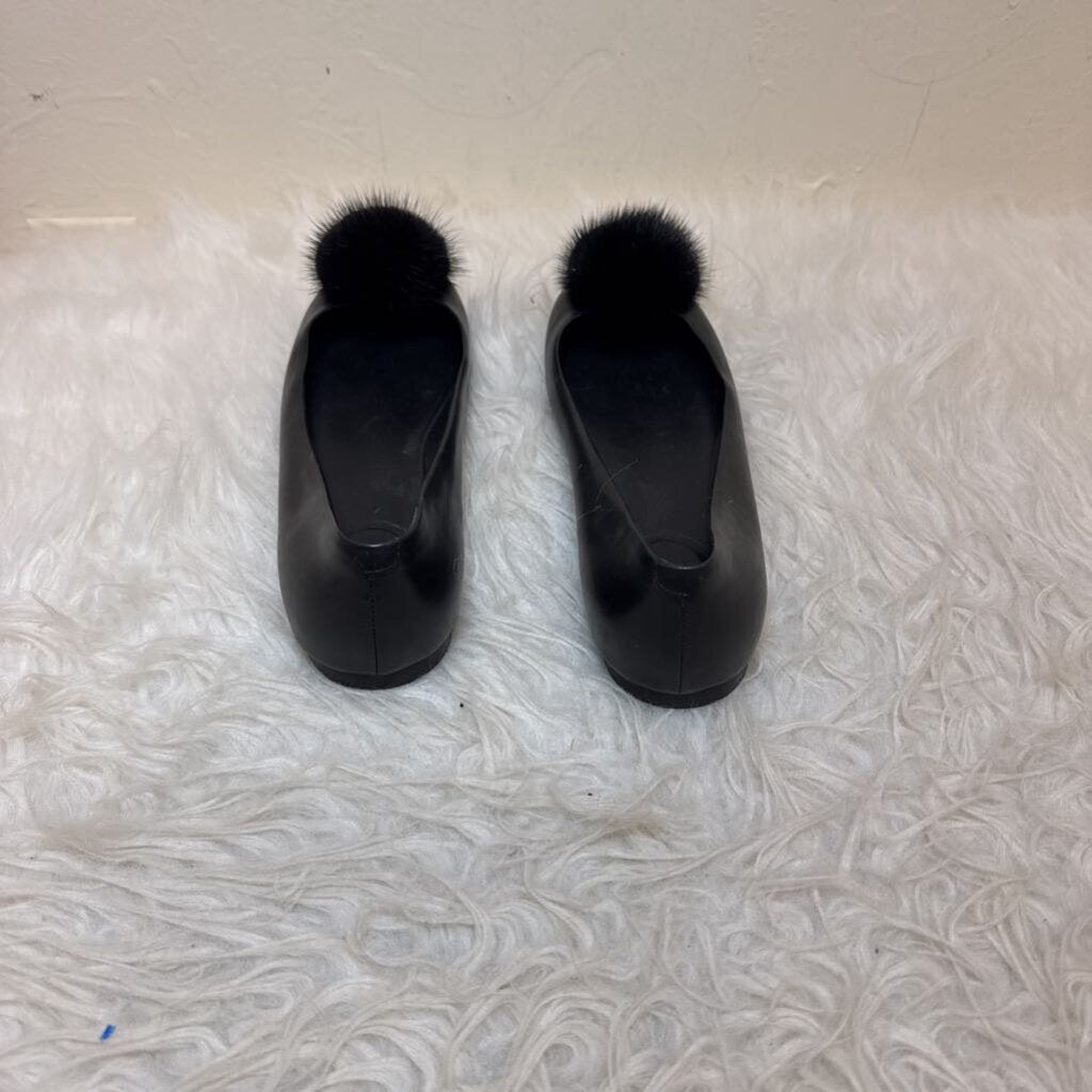 Black Calfskin Leather Ballet Flats