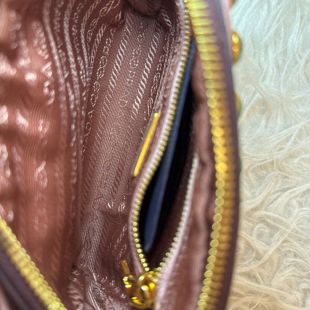 Pink Embellished Saffiano Vernice Mini Camera Bag