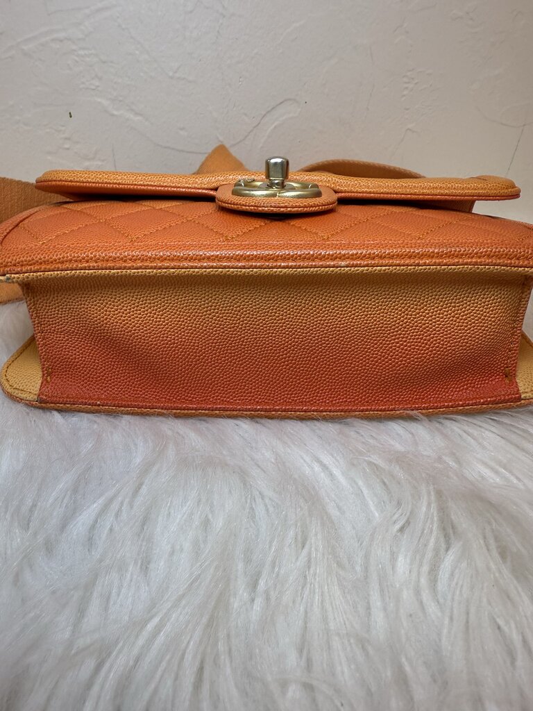 Orange Ombre Small Caviar Sunset on the Sea Flap Crossbody