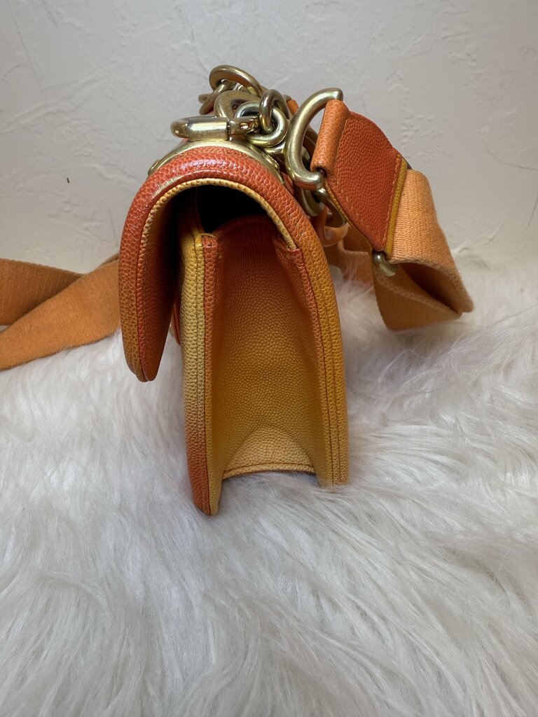 Orange Ombre Small Caviar Sunset on the Sea Flap Crossbody