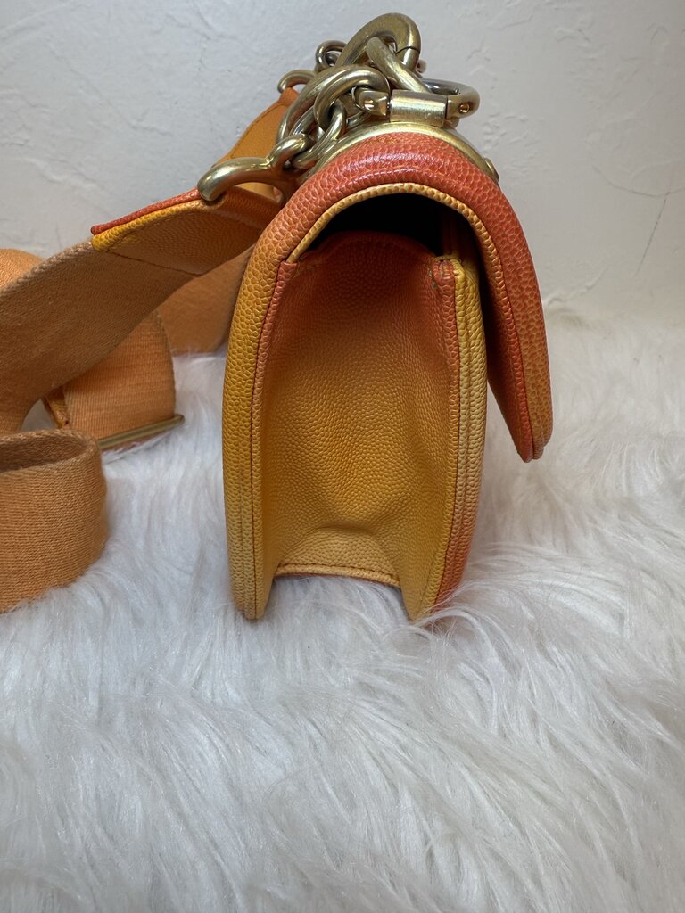 Orange Ombre Small Caviar Sunset on the Sea Flap Crossbody