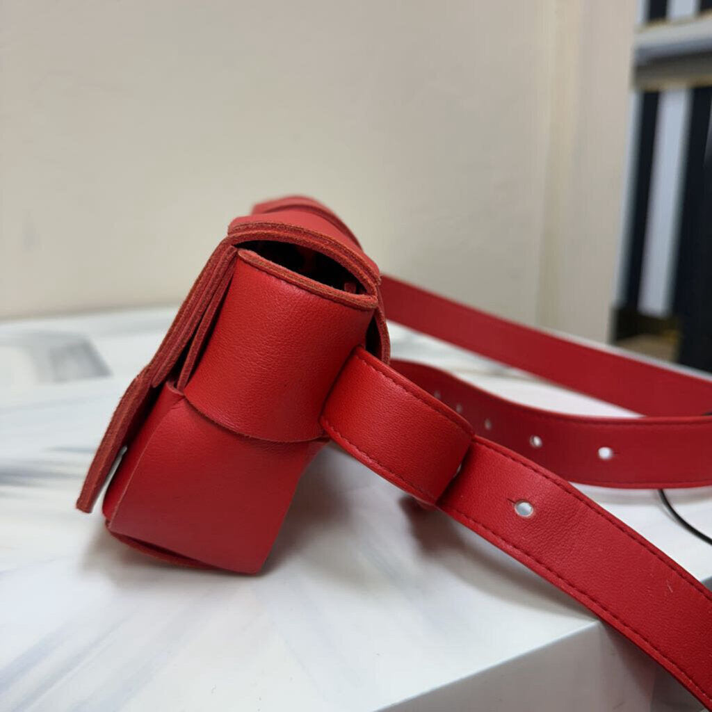 Red Intrecciato Cassette Belt Bag