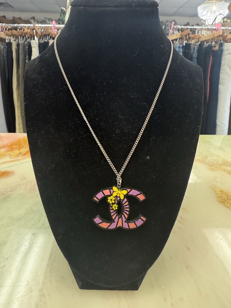 Butterfly Enamel CC Pendant Necklace