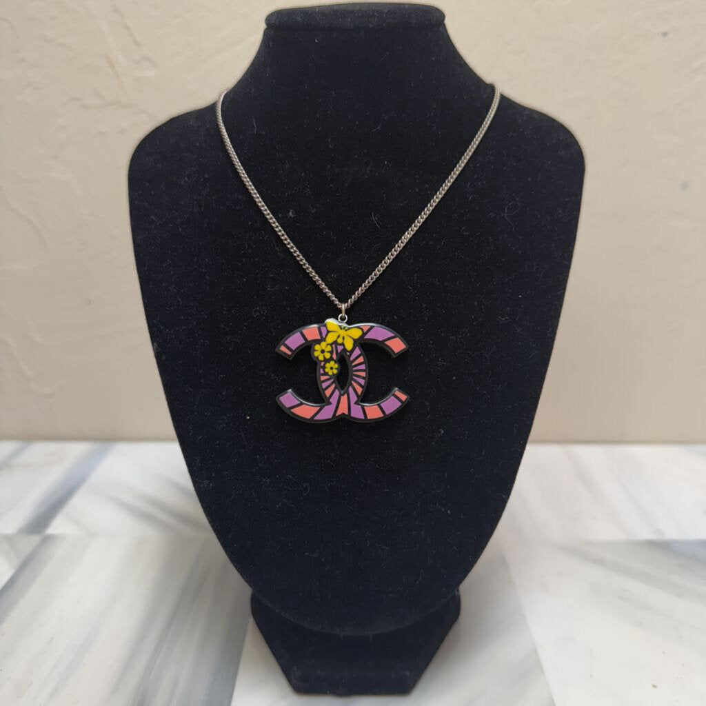 Butterfly Enamel CC Pendant Necklace