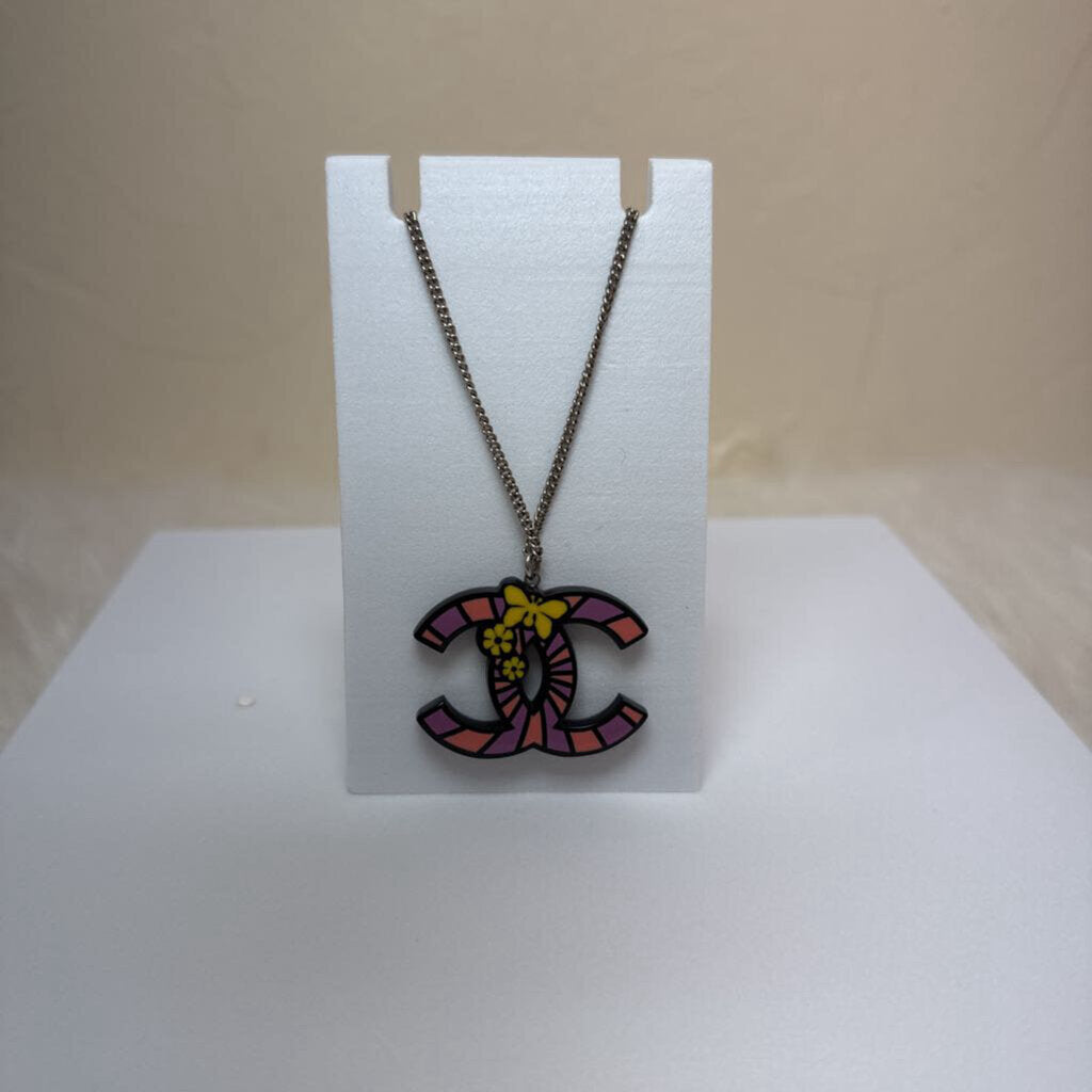 Butterfly Enamel CC Pendant Necklace