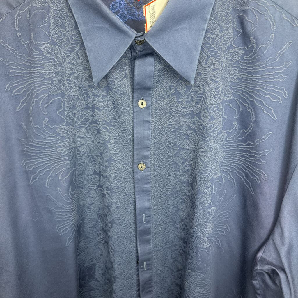 Navy Embroidered Button Up Shirt