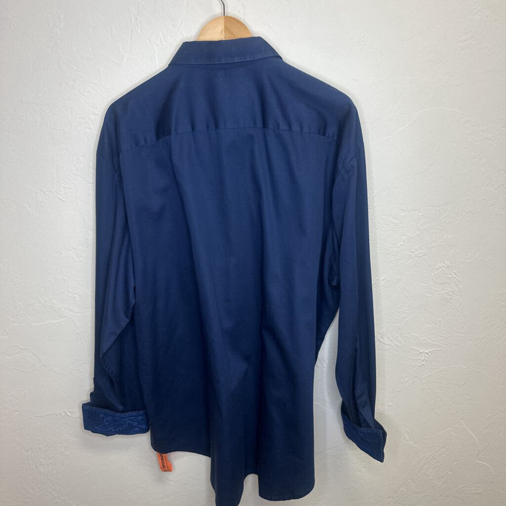 Navy Embroidered Button Up Shirt