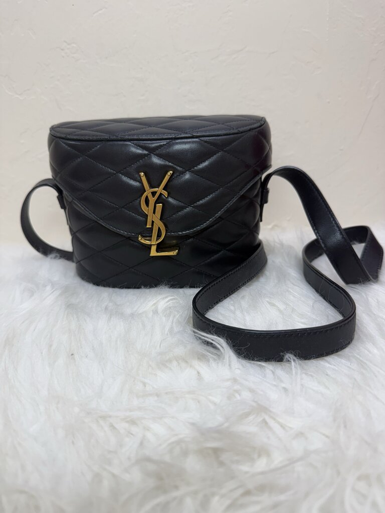 Black Leather June Quilted Crossbody