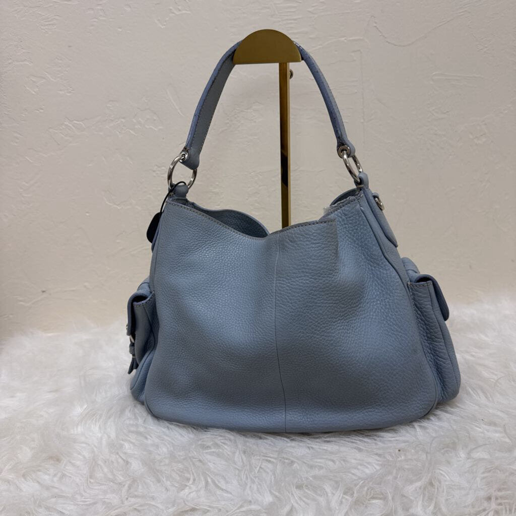 Ice Blue Vitella Daino Leather Hobo