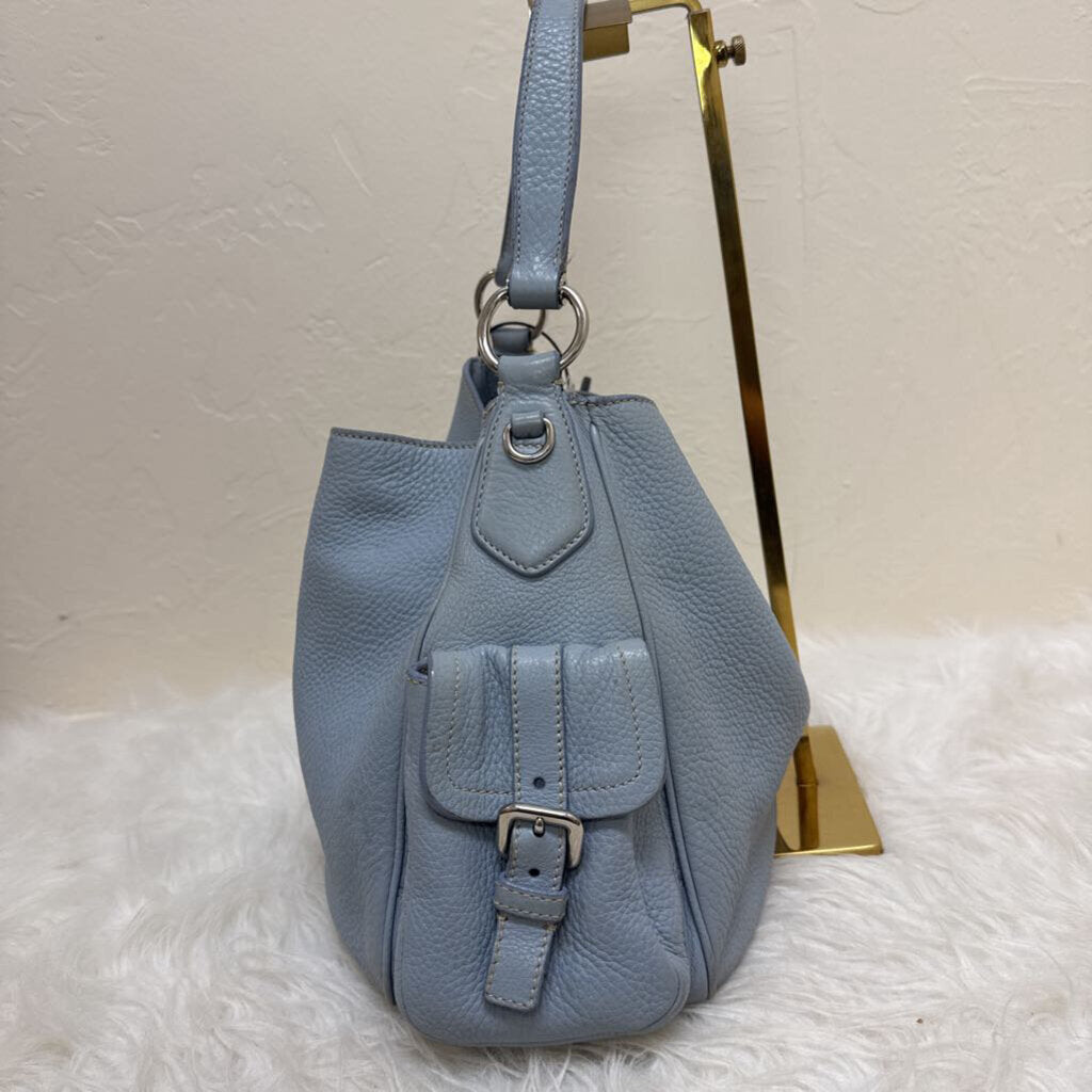 Ice Blue Vitella Daino Leather Hobo