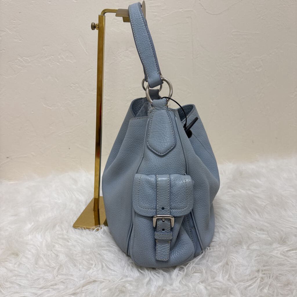 Ice Blue Vitella Daino Leather Hobo