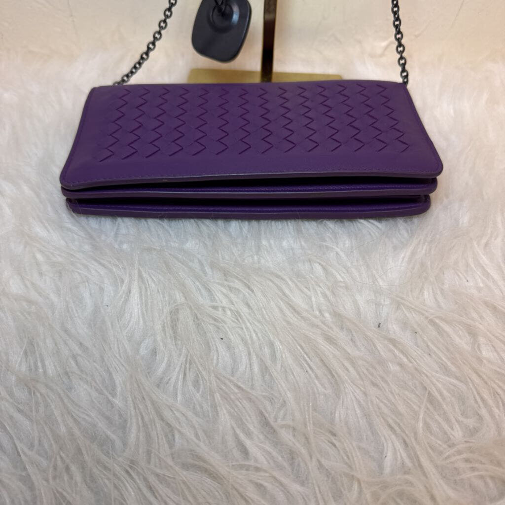 Sac Baguette En Cuir Violet with Chain