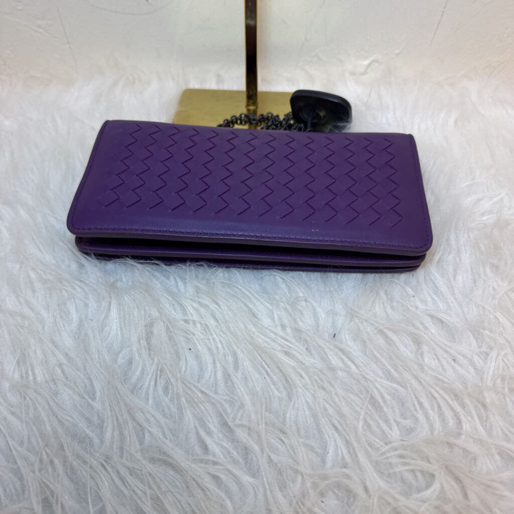 Sac Baguette En Cuir Violet with Chain