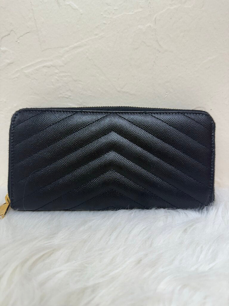 Black Monogram Matelasse Leather Zip Around Wallet