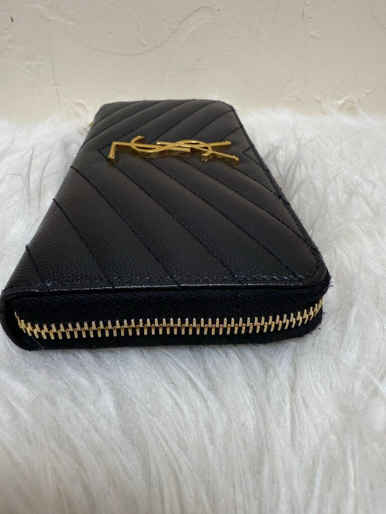 Black Monogram Matelasse Leather Zip Around Wallet