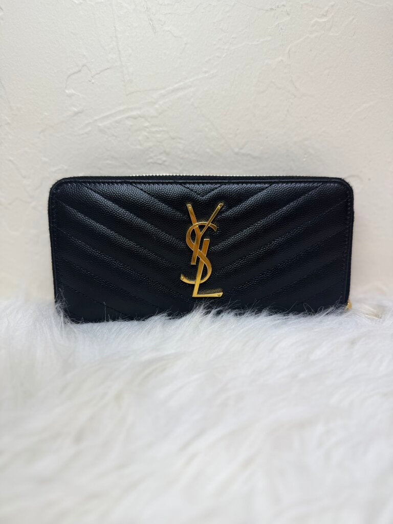 Black Monogram Matelasse Leather Zip Around Wallet