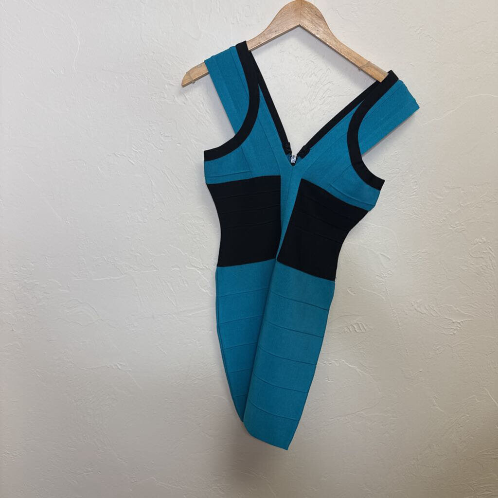Herve Leger Blue and Black Bodycon Dress