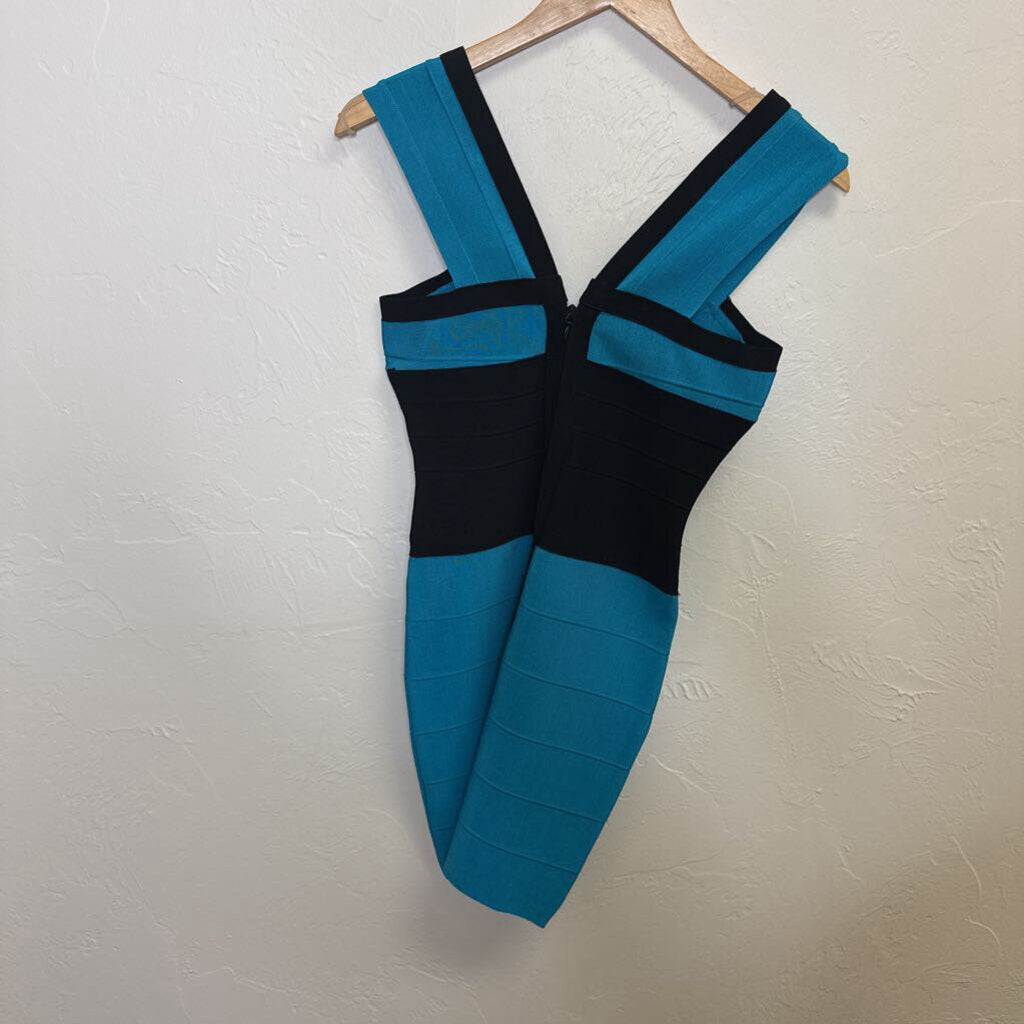 Herve Leger Blue and Black Bodycon Dress