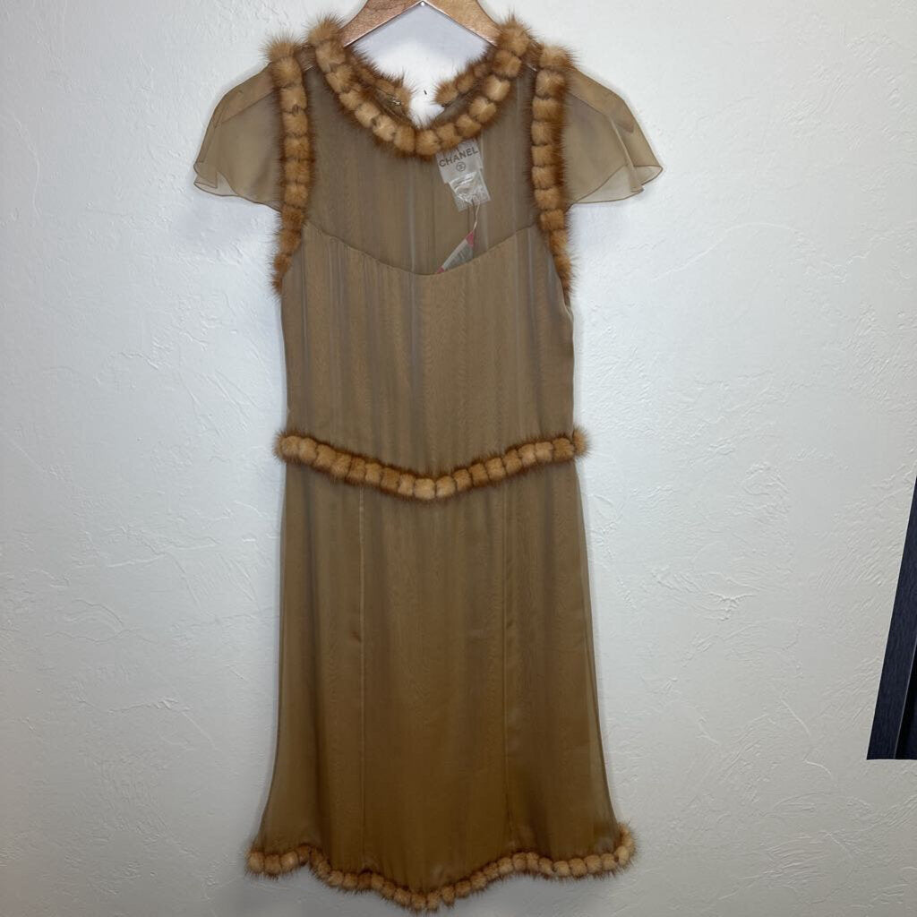 Vintage Dress with Fur Accents