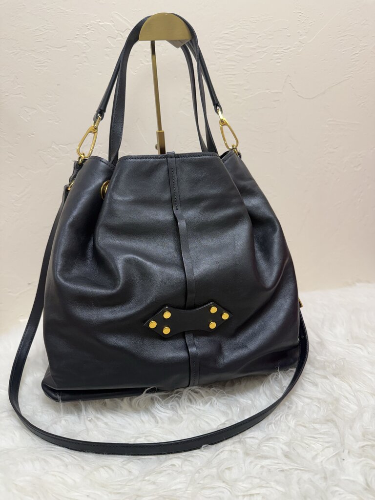Black Vitello Leather Two Way Bag