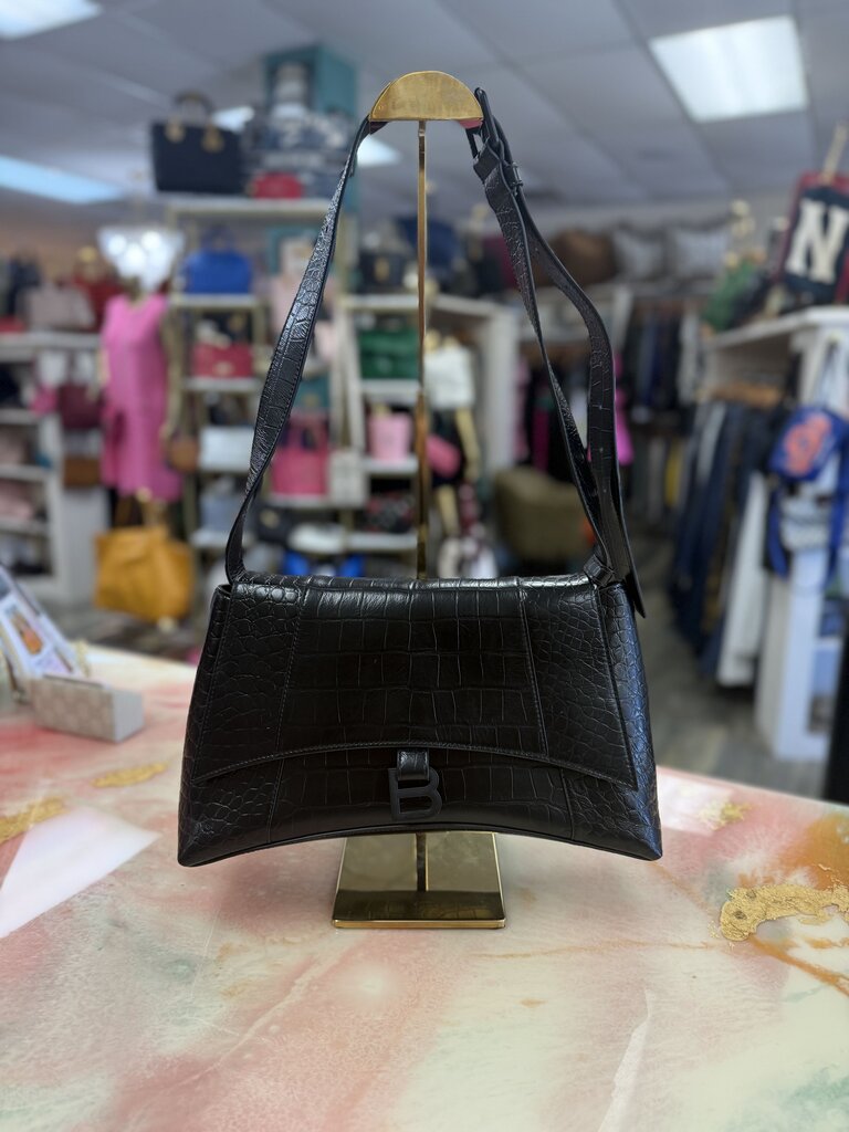 Downtown Medium Crocodile Embossed Shoulder