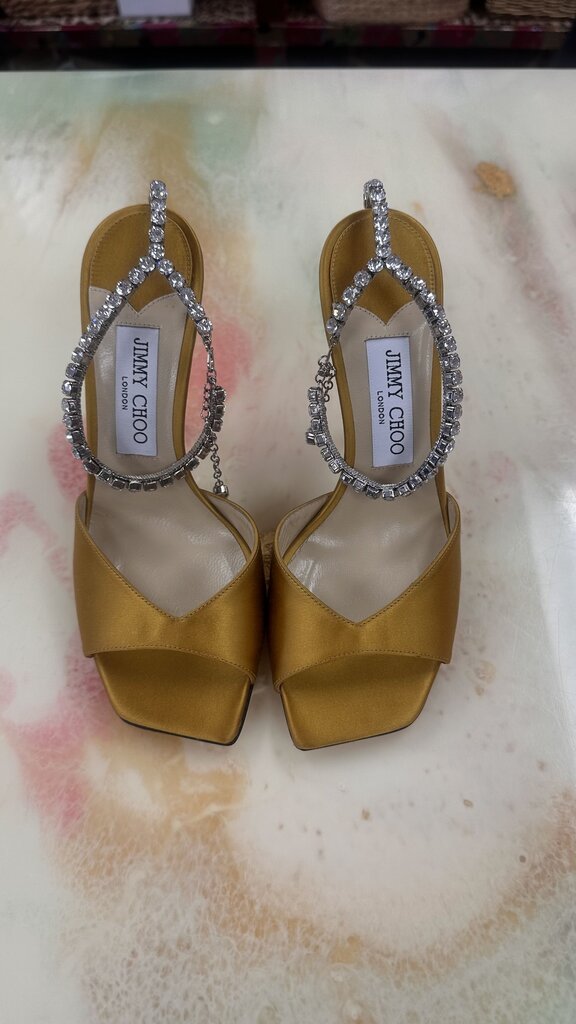Saeda Sunflower Satin Crystal Embellishment Heel