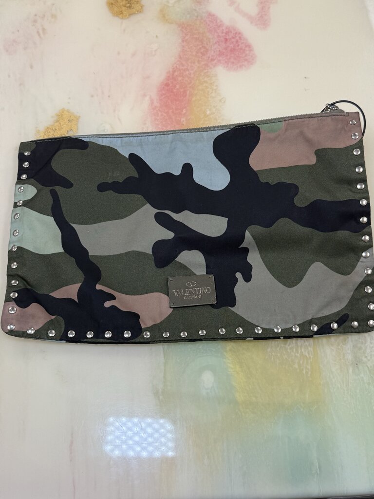 Camo Print Clutch Bag with Studs
