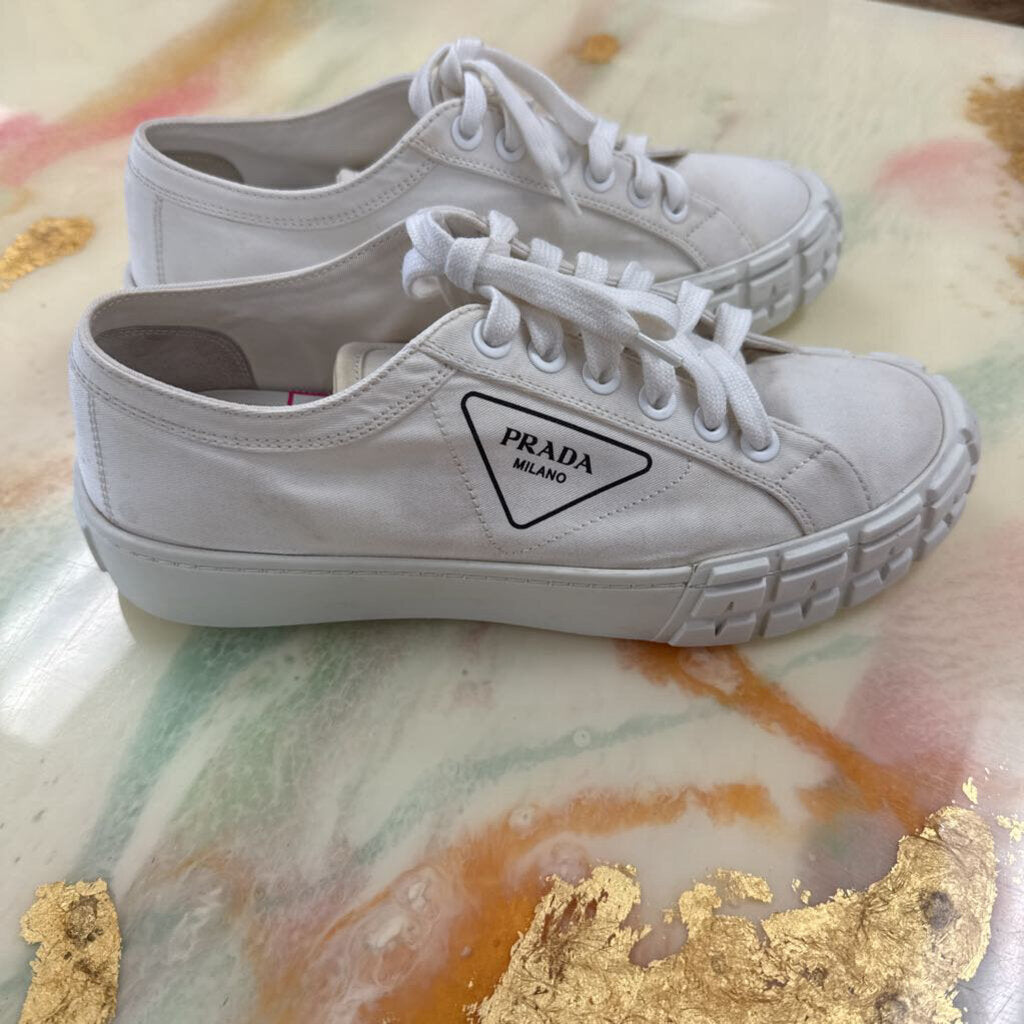 White Logo Canvas Sneakers