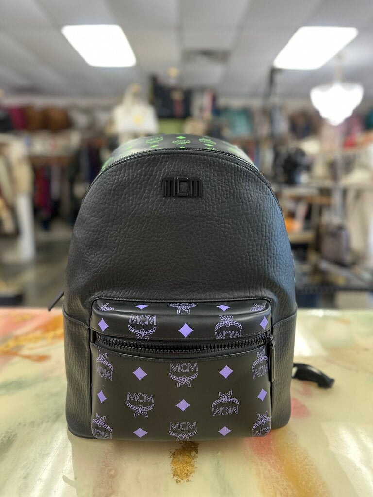Color Splash Logo Leather Backpack