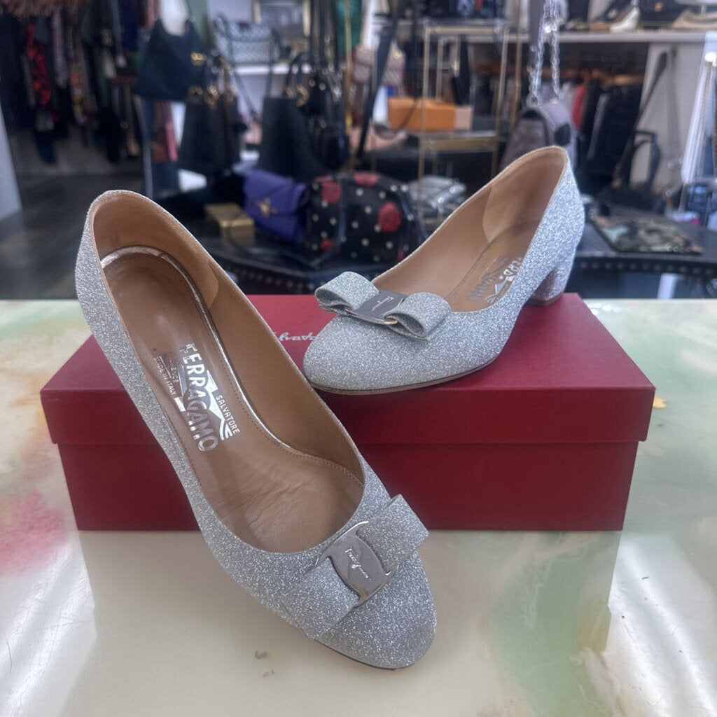 Silver Glitter Vara Pumps