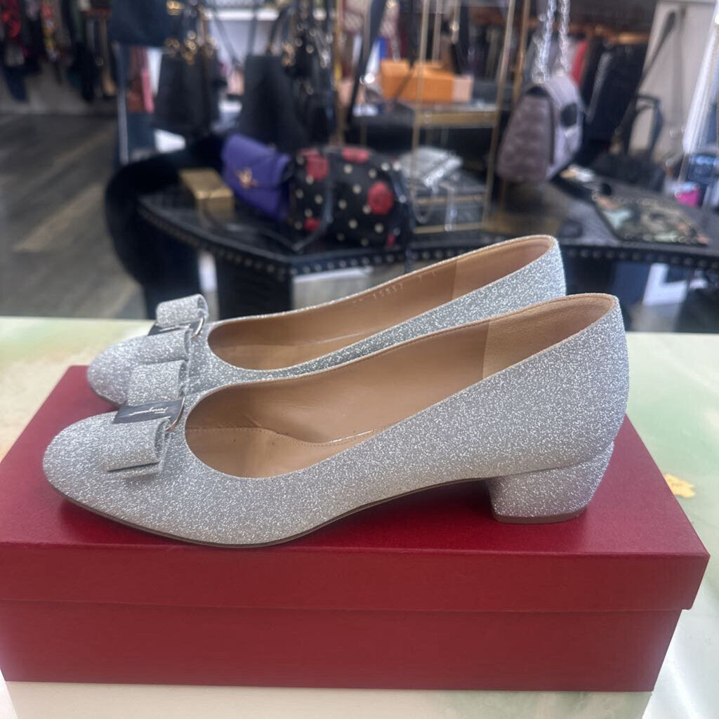 Silver Glitter Vara Pumps