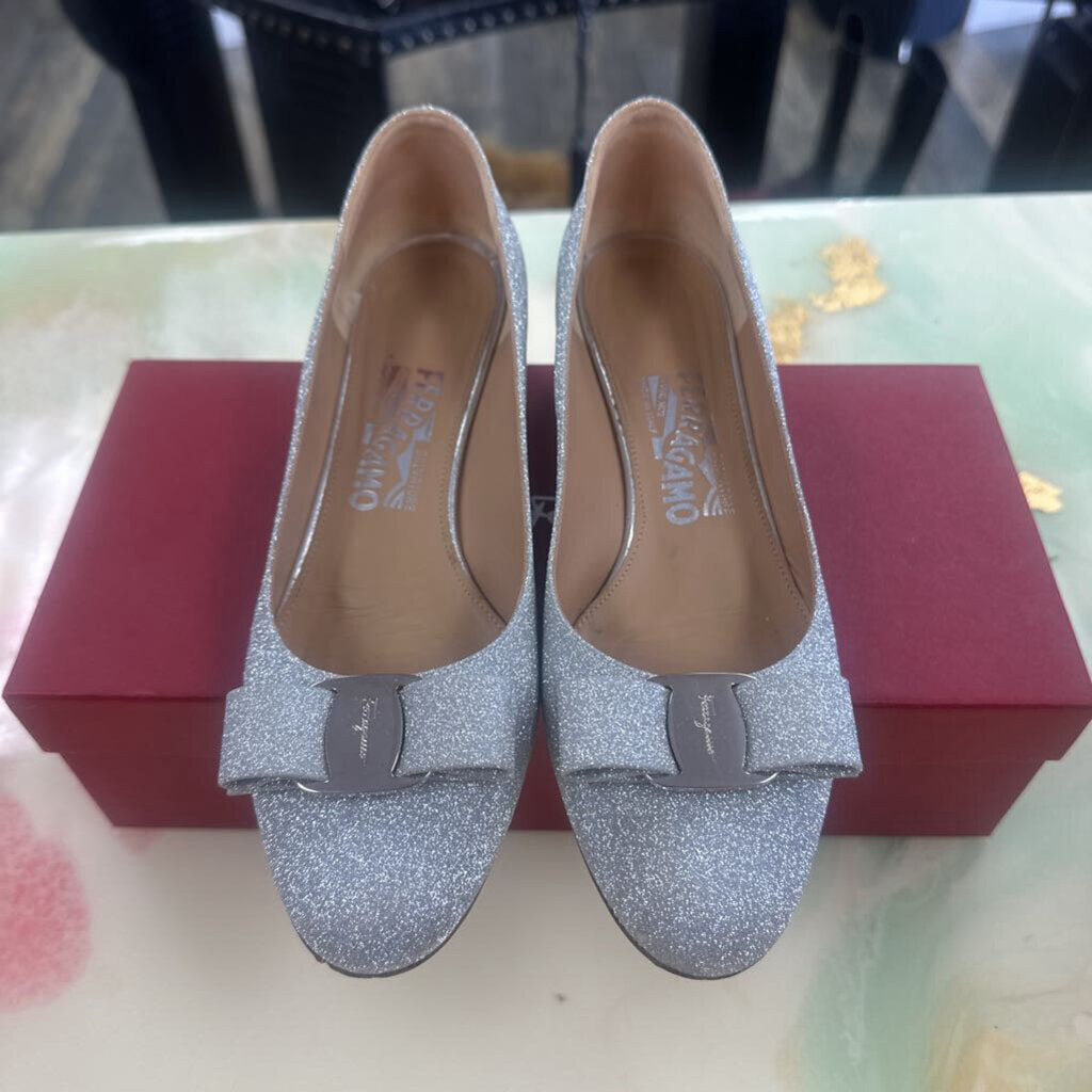 Silver Glitter Vara Pumps
