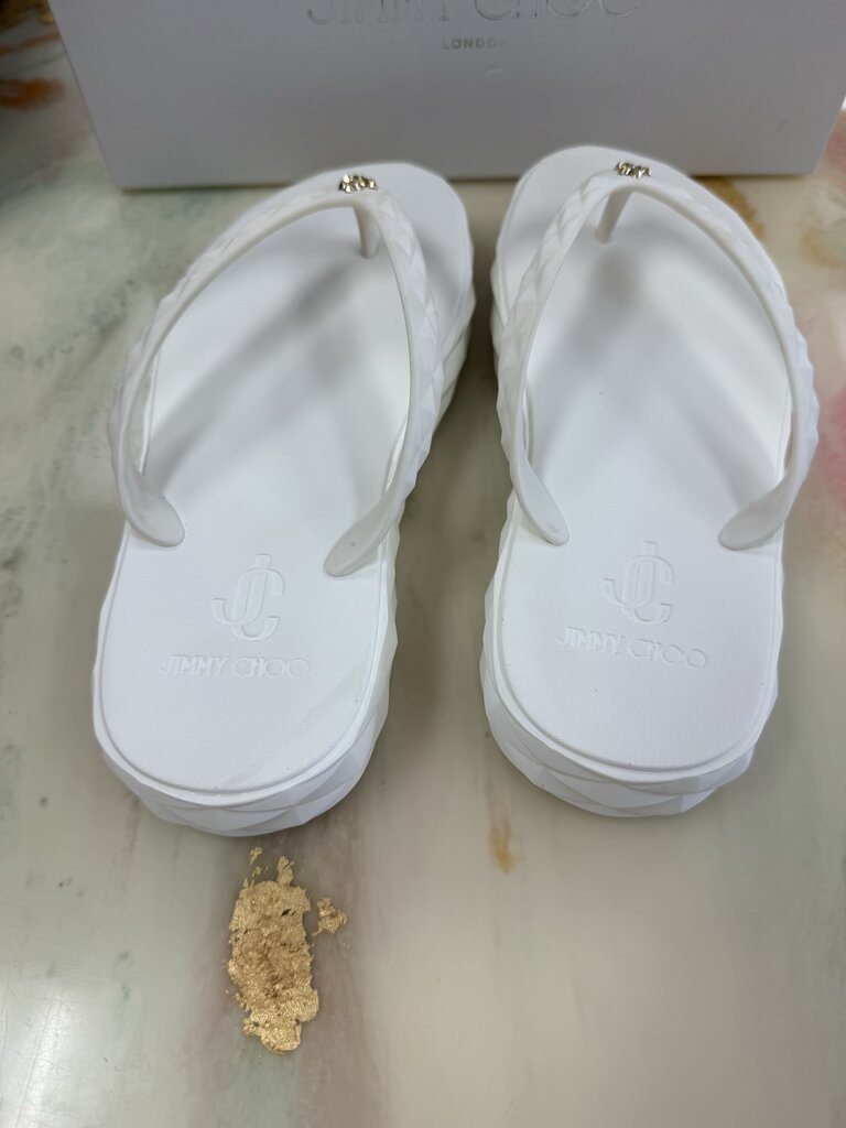 Jimmy Choo White Flip Flops