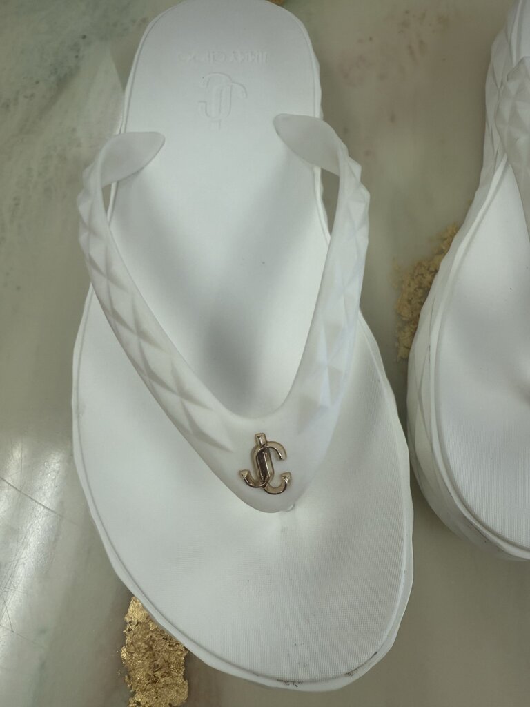 Jimmy Choo White Flip Flops