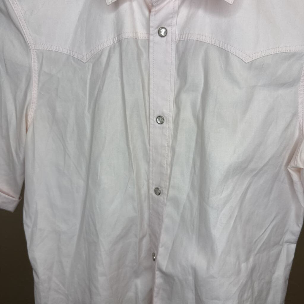 Collared short sleeve snap up