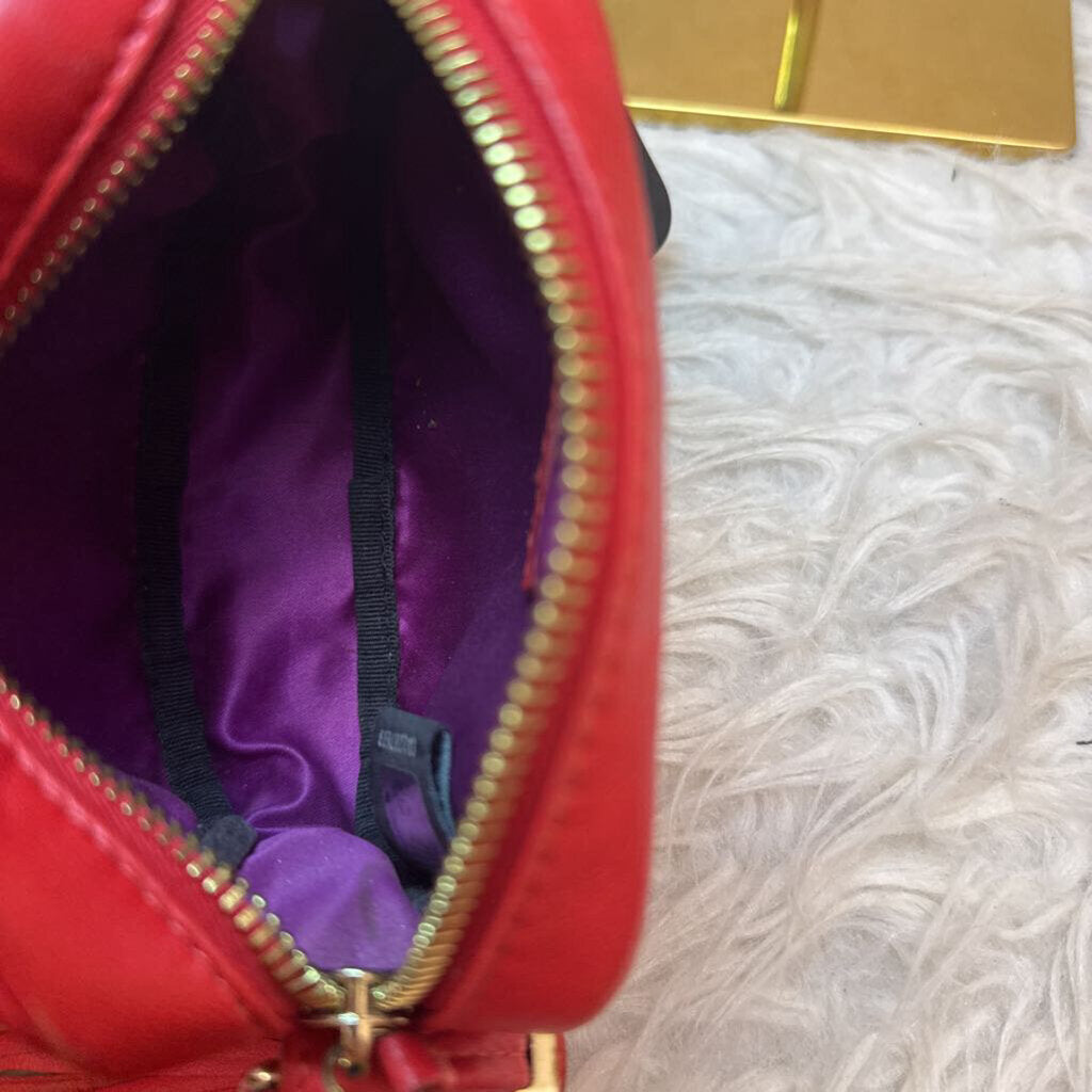 Red Mini FF Embossed Leather Crossbody