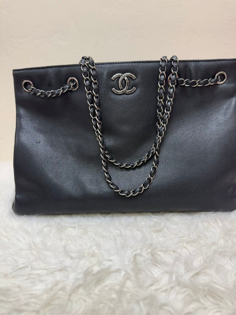Chanel Black Leather Tote Bag