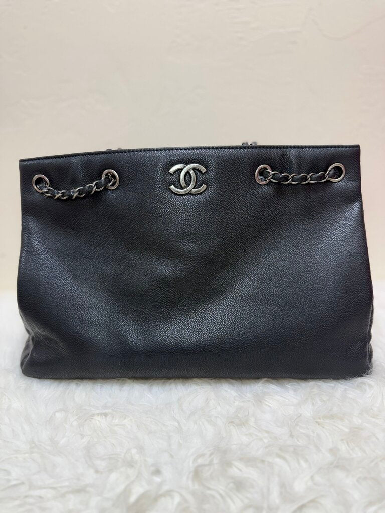 Chanel Black Leather Tote Bag