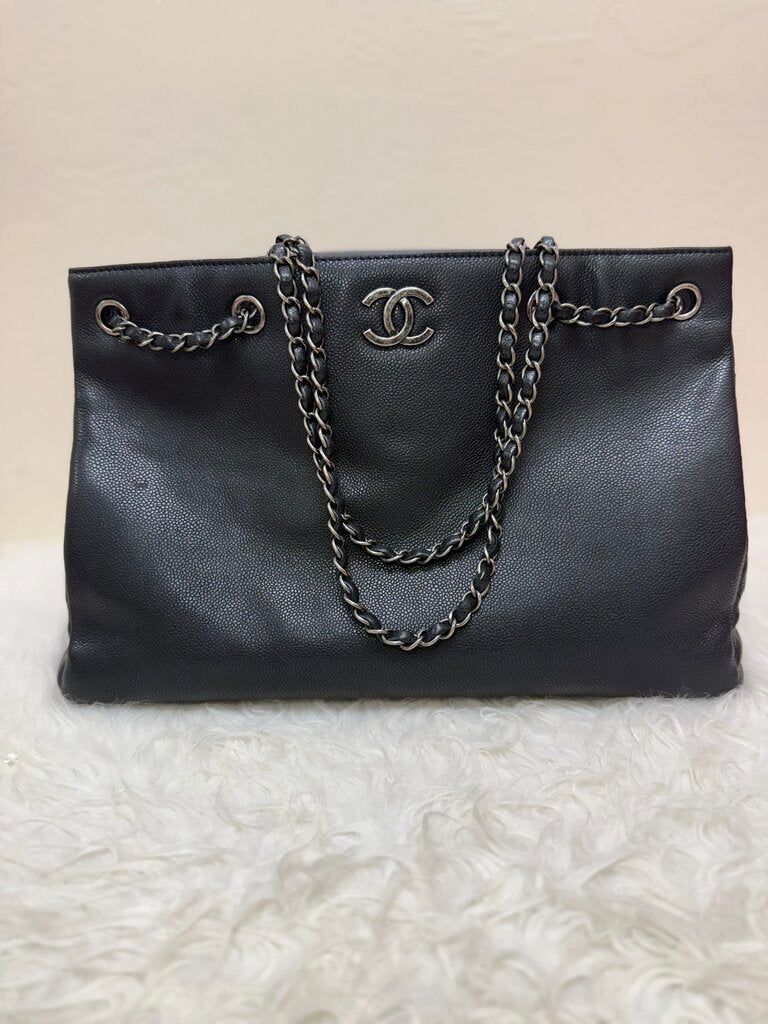 Chanel Black Leather Tote Bag