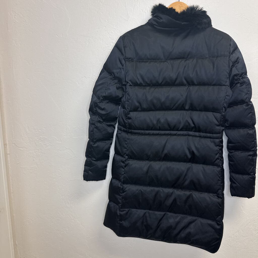 Black Puffer Coat w Rabbit Fur Collar