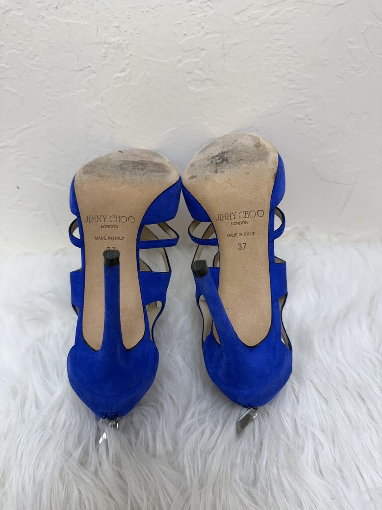 Blue Suede Strappy Sandals