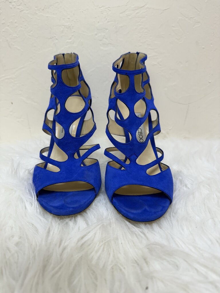 Blue Suede Strappy Sandals