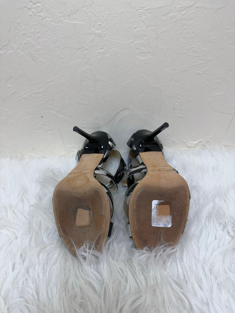 Black Silver Strappy Sandals