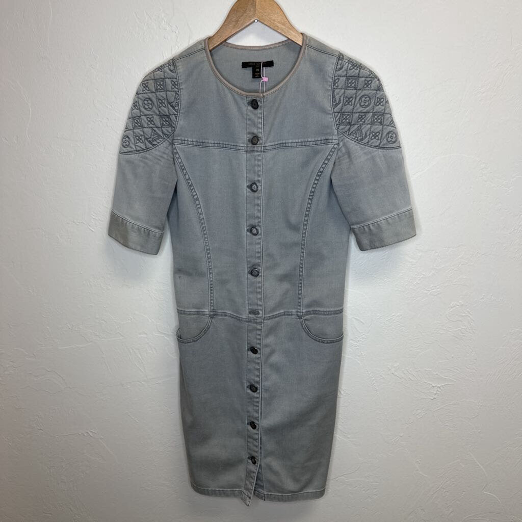 Gray Denim Logo Dress