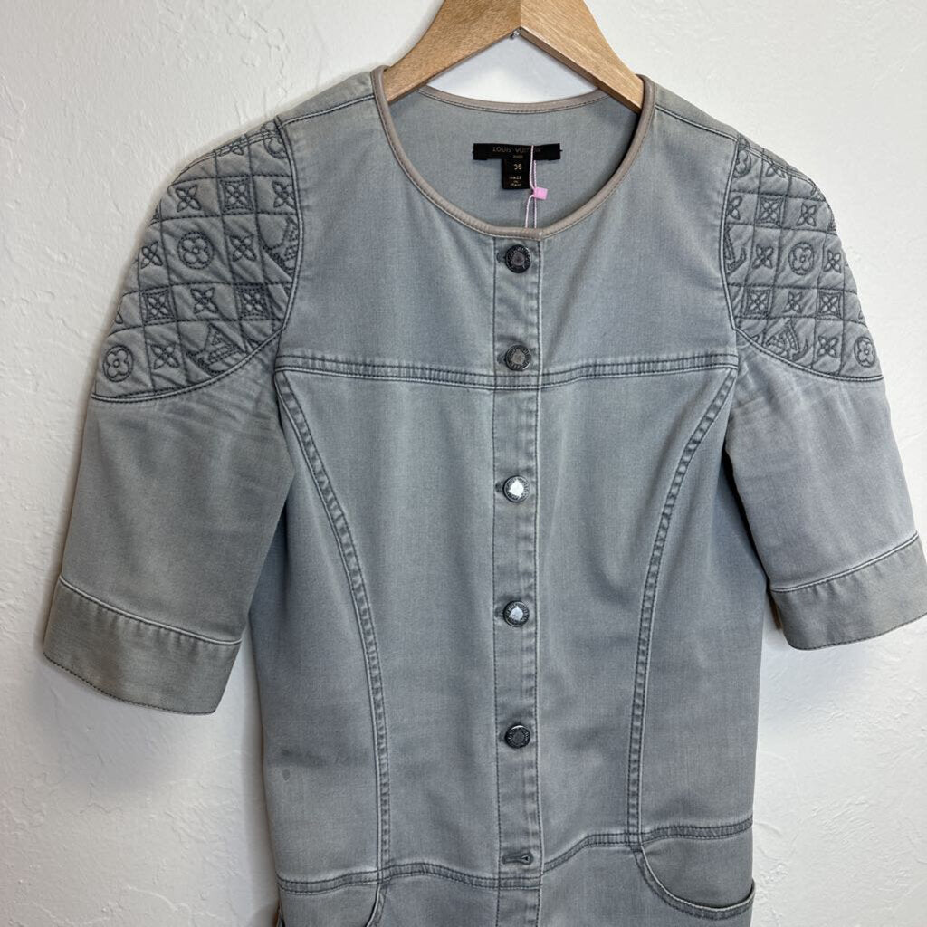 Gray Denim Logo Dress